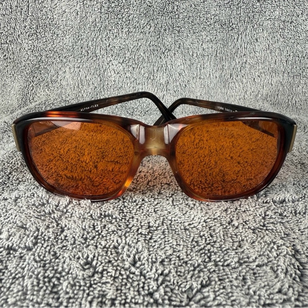 Vtg Alpha Basics Perception Sunglasses w/ Alpha-Flex Brown Tortoise Orange Lens